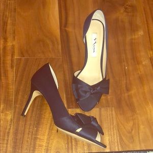 Nina navy blue satin heels